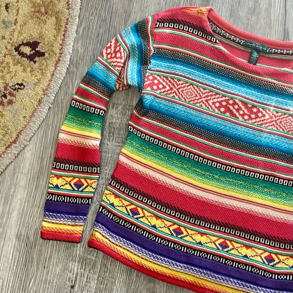 Vintage 1990s LRL Ralph Lauren Colorful Southwestern Western Knit Sweater Small - Picture 7 of 14